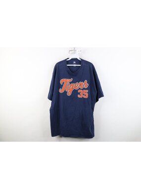 Vintage Mens XL Justin Verlander Detroit Tigers Baseball Jersey T-Shirt Blue #35